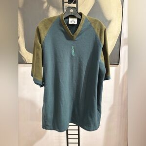 Vintage Anarchic Adjustment Green Fleece Short Sleeve Top